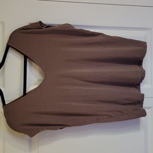 Tahari tan/brown short sleeve tee with knot back size large